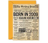 16th Birthday Card for Girls Boys - Bday Press Newspaper 2009 - Happy 16 Birthday Cards for Son Niece Daughter Brother Cousin Grandson, 5x7 Inch Bday Greeting Cards