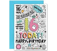 16th Birthday Card for Son Daughter - Large A5 Size - Fun Sixteen Sixteenth bday
