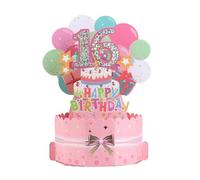 16th Birthday Card Happy 16th Birthday 3D Pop Up Greeting Card 16 th Birthday Gifts with Note and Envelope for 16 Years Old Wife Husband Mother Father Women Men Sister Friends (16th pink)