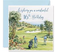 16th Birthday Cards for Boys - Golf Celebration - Happy Birthday Card for 16 Year Old Boy Godson Step Son Son Brother, 145mm Bday Greeting Cards