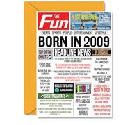 16th Birthday Cards for Girls Boys - Born In 2009 Newspaper - Happy 16 Birthday Card for Daughter Son Cousin Vintage Retro Back In 2009, A5 Bday Greeting Cards