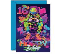 16th Birthday Cards for Girls Boys - Video Gamer Game - Happy 16 Birthday Card for Son Daughter Nephew Niece Grandson, 5x7 Inch Sixteen Sixteenth Bday Greeting Cards