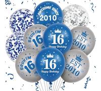 16th Birthday Decorations Balloons Boy - 40 Pcs Navy Blue Silver Awesome Since 2010 16 Happy Birthday Balloon Set for Boys 16 Years Old Party Decor Supplies