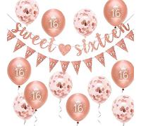 16th Birthday Decorations Rose Gold Sweet Sixteen Banner Kit Women 16th Birthday Party Decorations by Wonsta
