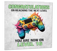 16th Birthday Gamer Birthday Card - 16 Year old sixteen, sixteenth Gaming Happy Birthday Card Teenager Boys 145 x 145mm