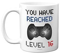 16th Birthday Gamer Gift - Level 16 Gamer Mug, 16th Birthday Gifts, Dishwasher Safe Coffee Mugs Cup, for Boys or Girls, Retro Video Game, Novelty Gaming for Him or Her
