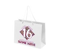 16th Birthday Gift Bags Personalised - Paper Gift Bag for Teenage Girls - Sixteen Sixteenth Birthday Gift Bags with Rope Handles - Recyclable Presents Bag - Look Who's 2 - White - M