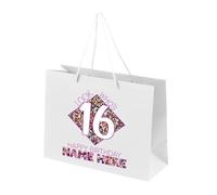 16th Birthday Gift Bags Personalised - Paper Gift Bag for Teenage Girls - Sixteen Sixteenth Birthday Gift Bags with Rope Handles - Recyclable Presents Bag - Look Who's 2 - White - L
