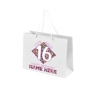 16th Birthday Gift Bags Personalised - Paper Gift Bag for Teenage Girls - Sixteen Sixteenth Birthday Gift Bags with Rope Handles - Recyclable Presents Bag - Look Who's 2 - White - M