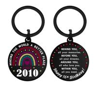 16th Birthday Gift for Boys Girls, 16 Years Old Birthday Gift, Born in 2010 | Gift Ready for Car Keyring, House Key & Backpack Decoration, Stainless Steel, Double-Sided Engraved, Silver, Rust-Proof