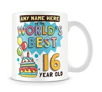 16th Birthday Gift for Boys - Personalised Mug/Cup - Add Name - Worlds Best Design - Blue