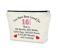 16th Birthday Gift for Girls Makeup Bag 16 Year Old Girl Gift for Birthday Friendship Gifts for Teen Girls Cosmetic Bag 16th Anniversary Birthday Gifts Happy Birthday Gift Ideas Cosmetic Travel