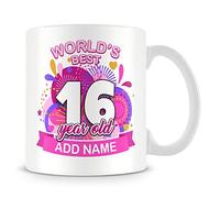 16th Birthday Gift for Girls - Personalised Mug/Cup - Add Name - Worlds Best Design - Pink