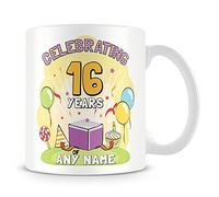 16th Birthday Gift - Personalised Mug/Cup - Add Name - Birthday Celebration - Yellow