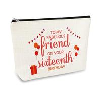 16th Birthday Gifts for Girls Best Friend 16th Birthday Gifts Makeup Bags 16 Year Old Girl Gifts Happy 16th Birthday Gifts for Her Friends Sister Bestie Friendship Gift Christmas Cosmetic Bag Pouch