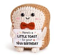 16th Birthday Gifts for Girls Boys- Emotional Support Crochet Toast | Unique 16th Birthday Decorations Handmade Crochet Toast Gift for Sister, Brother, Daughter, Son or Friend