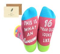 16th Birthday Gifts for Girls, Comfortable Girls Birthday Socks Cotton Printed Pink Socks for 16 Years Old Girl Daughters