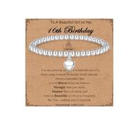 16th Birthday Gifts for Girls, Friendship Gifts for Women Sweet Heart Beaded Charm Stretch Bracelet, Special Presents for Friends Daughter Granddaughter Sister on Birthday Christmas Graduation