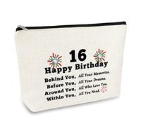 16th Birthday Gifts for Girls Makeup Bag 16 Year Old Birthday Gift Cosmetic Bag Born in 2007 Gifts Best Friend 16th Birth Day Gift for Her Teens Sister Daughter Niece Granddaughter