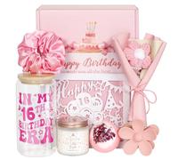 16th Birthday Gifts for Girls, Sweet 16 Gift Ideas for 16 Year Old Girl, 7Pcs Happy Sweet Sixteen Basket Decorations Teen Trendy Stuff, Pink Birthday Presents Box for Her, Friends, Niece, Daughter