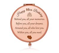 16th Birthday Gifts for Girls Sweet 16th Birthday Gifts for Daughter Granddaughter Niece Rose Gold Compact Mirror 16 Year Old Birthday Gifts for Friend Sister Bestie Inspirational Birthday Gifts