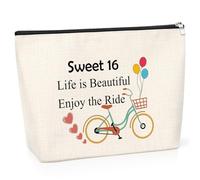 16th Birthday Gifts for Teens Makeup Pouch 16th Birthday Gifts for Girls Makeup Bag Sweet Sixteen Gifts 16th Birthday Daughter Gift from Mom Birthday Gifts for Turning 16 Graduation Gift Travel