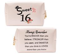 16th Birthday Gifts Girl,Inspirational Makeup Bag Gift for Sweet 16th Birthday Gifts,16th Birthday Gifts Ideas,16 Year Old Girls Sweet Sixteen Gifts for Teen Girls,Inspirational Quotes Gifts