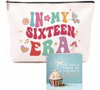 16th Birthday Gifts Girls, Exquisite Makeup Bag, Pencil Case & Blessing Card - Idea 16th Birthday Gifts Set for Her, Daughter, Best Friend or Sister