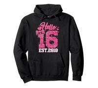 16th Birthday Girl Pink Coquette Bow Hello 16 Years Old Gift Pullover Hoodie