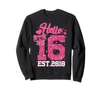 16th Birthday Girl Pink Coquette Bow Hello 16 Years Old Gift Sweatshirt