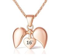 16th Birthday Heart Necklace - Rose Gold Plated Sterling Silver (925)