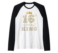 16th Birthday King 16 Years Old Birthday Party for Him Raglan Baseball Tee