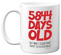 16th Birthday Mug Gift for Boys Girls Him Her - 5844 Days Old - Funny Teenager Sixteen Sixteenth Happy Birthday Present for Brother Sister Son Daughter Cousin, 11oz Ceramic Dishwasher Safe Mugs