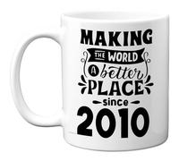 15th Birthday Mug Gift for Men Women - Making the World a Better Place Since 2010 - Happy 15 Birthday Gifts for Grandad Grandma Nan Retro Back In 2010 Age Fifteen Bday, 11oz Ceramic Coffee Mugs
