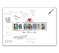 16th Birthday Party Decorations Supplies - Guest Book Alternative Poster. Signing Anniversary Board for Women or Men. Wall Art Decor Card for Him or Her Turning 16 Years Old. A3 Signature Banner
