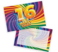 16th Birthday Party Invitations Teenager - Now It's Party Time 28 Pack - Childrens Birthday Invitations for Boys/Girls A6 Bday Party Invites Invitation Cards with Folding Envelopes