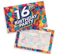16th Birthday Party Invitations Teenager - Rainbow Balloons 36 Pack - Childrens Birthday Invitations for Boys/Girls A6 Bday Party Invites Invitation Cards with Folding Envelopes