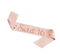 16th Birthday Sash, Age 16 Sash, Rose Gold, Sweet 16, Sparking Glitter Girls Birthday Sash, Princess Decorations.