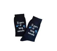16th Birthday Socks | 16 Years of Being Awesome | Fun Socks Gift for Teens Boys | Present for Friend's 16th Birthday | Son's Sweet 16th Birthday Gift