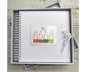 16th Birthday. Special Occasion. Card & Memory Book. NEON SATCHELS Design. Hand Finished by WHITE COTTON CARDS (NS16C)