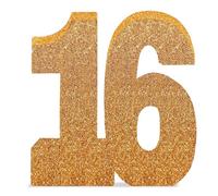 16th Birthday Table Decorations for Boys Girls, 8" Number 16 Glitter Table Decoration Centrepiece, Standing Large Champagne Gold 16 Sign Table Number for Birthday Wedding Anniversary Table Decorations