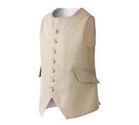 16th Century Colonial Costume Boy's Victorian Suit Vest Revolutionary War Costume Waistcoat (M, Beige)