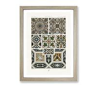 16Th Century Floral Pattern By Albert Racine Vintage Framed Print | A2 Oak Framed Wall Art | Ready to Hang | Classic Floral Picture | Living Room Bedroom Lounge Office