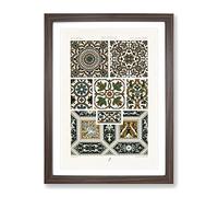 16Th Century Floral Pattern By Albert Racine Vintage Framed Print | A3 Walnut Framed Wall Art | Ready to Hang | Classic Floral Picture | Living Room Bedroom Lounge Office