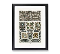 16Th Century Floral Pattern By Albert Racine Vintage Framed Print | A4 Black Framed Wall Art | Ready to Hang | Classic Floral Picture | Living Room Bedroom Lounge Office
