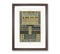 16Th Century Patterns By Albert Racinet Vintage Framed Print | A2 Walnut Framed Wall Art | Ready to Hang | Classic Nature Picture | Living Room Bedroom Lounge Office