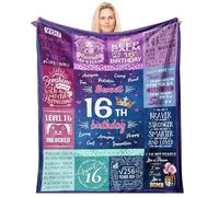 16th Girls Birthday Gifts - Sweet 16th Birthday Throw Blanket for Girl 150x130CM - 16th Birthday Decorations for Girl Bed Throws 150x130CM - Pratical Gift for Girls Friends Daughter Bestie Siste
