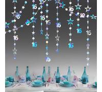 16th Happy Birthday Banner,Premium Birthday Decoration Set,3m Long B/irthday Decorations,B/irthday De/corations for Men Women,Colorful Party D/ecorations,Colorful Circle Dots Star Party D/ecorations