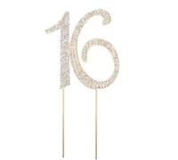 16th Rhinestone Cake Topper For Birthday Theme Party Decorations Wedding Anniversary Party Decor Gold