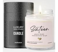 16th Wedding Anniversary Candle Gifts - Luxury Soy Wax Candle - Vanilla, Jasmine, Sugared Almond - Makester